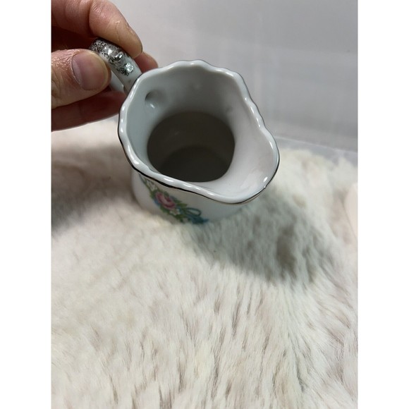 Vtg Norcrest 25th Anniversary Sugar &Creamer Set AN-926 Blue Bells/silver Japan - Picture 5 of 8